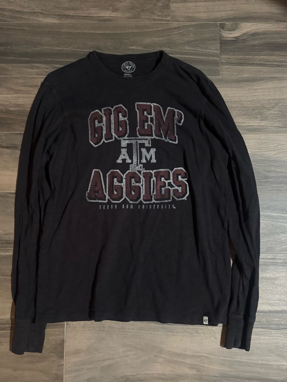47 Brand Texas A&M Gig 'Em Aggies Long Sleeve Tee - Black & Maroon